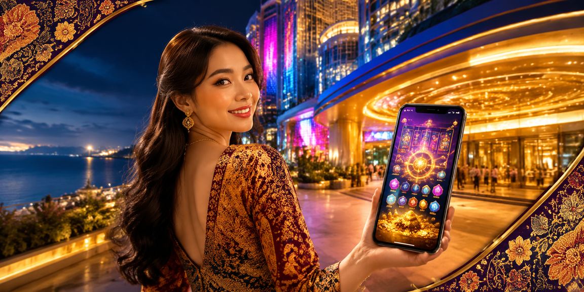 Pengguna memakai batik di Genting Highlands membuat deposit dan bermain Blackjack kasino dalam talian di mari888